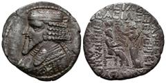 Greek Coins Kingdom of Parthia. Gotarzes II. Tetradrachm. 40-51 BC. Seleukeia on the Tigris. (Sellwood-65.7). (Shore-359). Anv.: Diademed and draped bust of Gotarzes II to left. Rev.: ΒΑΣΙΛΕΩΣ / ΒΑΣΙΛ