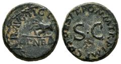 Roman Imperial Claudius. Cuadrante. 41 AD. Rome. (Spink-1864). (Ric-89). Anv.: TI CLAVDIVS CAESAR AVG. Mano sosteniendo balanza y debajo PNR. Rev.: S C, alrededor PON MTRP IMP COS DES IT. Ae. 3,33 g. 