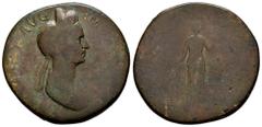 Roman Imperial Plotina. Sestertius. 112-117 AD. Rome. (Ric-740). (Woytek-711). (Banti-1). Anv.: (PLOTINA) AVG IM(P TRAIANI). draped bust right, wearing stephane. Rev.: (FIDES AVGVST), Fides standing f