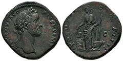 Roman Imperial Antoninus Pius. Sestertius. 157-157 AD. Rome. (Ric-III 981). (Bmcre-2038). Anv.: ANTONINVS AVG PIVS P P IMP (II), laureate head to right. Rev.: TR PO(T XXI) COS IIII, Annona standing to