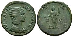Roman Imperial Julia Domna. Sestertius. 211-217 AD. Rome. (Ric-584). (Bmcre-207). Anv.: IVLIA PIA FELIX AVG, diademed and draped bust to right. Rev.: IVNO, veiled Juno standing facing, head to left, h