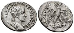 Roman Imperial Gordian III. Seleucis and Pieria. Tetradrachm. 242 AD. Antioch. (Prieur-301). (McAlee-880). Anv.: AYTOK K M ANT ΓOΡΔIANOC CEB, radiate, draped and cuirassed bust right. Rev.: ΔHMAPX ЄΞ 
