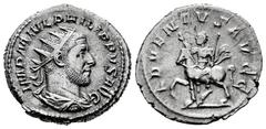 Roman Imperial Philip I. Antoninianus. 244-247 AD. Rome. (Ric-26b). (Rsc-3). Rev.: ADVENTVS AVGG, Emperor, on horseback, pacing to left, holding spear and raising hand. Ag. 4,76 g. Almost XF/Choice VF