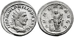 Roman Imperial Philip I. Antoninianus. 244-247 AD. Rome. (Ric-28c). (Rsc-25). Anv.: IMP M IVL PHILIPPVS AVG, radiate, draped and cuirassed bust to right. Rev.: ANNONA AVGG, Annona standing to left hol