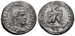 Roman Imperial Philip I. Seleucis and Pieria. Tetradrachm. 248 AD. Antioch. (Prieur-445). (McAlee-934). Anv.: AYTOK K M IOYΛI ΦIΛIΠΠOC CEB, laureate, draped and cuirassed bust to right, seen from behi