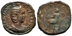 Roman Imperial Otacilia Severa. Sestertius. 245-247 AD. Rome. (Spink-9164). (Ric-203a). Rev.: CONCORDIA AVGG, Concordia seated to left, holding patera and double cornucopiae; SC in exergue. Ae. 18,50 