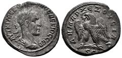 Roman Imperial Trajan Decius. Seleucis and Pieria. Tetradrachm. 249-250 AD. Antioch. (Prieur-Unlisted). (McAlee-Unlisted). Anv.: ΑΥΤ Κ Γ ΜЄ ΚΥ ΤΡΑΙΑΝΟϹ ΔЄΚΙΟϹ ϹЄΒ, Laureate, draped and cuirassed bust 