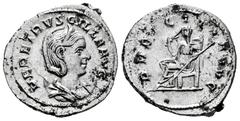 Roman Imperial Herennia Etruscilla. Antoninianus. 250 AD. Rome. (Ric-59b). (Rsc-19). Rev.: PVDICITIA AVG, Pudicitia seated to left, drawing veil from face and holding sceptre. Ag. 4,31 g. Choice VF. E