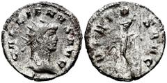 Roman Imperial Gallienus. Antoninianus. 253-268 AD. Milano. (Ric-534). Anv.: GALLIENVS AVG Head radiate right. Rev.: VIRTVS AVG Virtus standing left. holding shield and spear which rest on ground . Ve