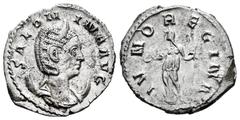 Roman Imperial Salonina. Antoninianus. 257-258 AD. Rome. (Ric-29). (Rsc-60). Anv.: SALONINA AVG, diademed, draped bust right, on crescent . Rev.: IVNO REGINA, Juno standing left, holding patera and sc