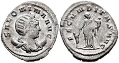 Roman Imperial Salonina. Antoninianus. 257-260 AD. (Spink-10634 va). (Ric-26 Rome or 57 Mediolanum). (Seaby-44). Rev.: FECVNDITAS AVG. Fecunditas standing left with two children. Ag. 2,63 g. Almost VF