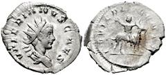 Roman Imperial Valerian II. Antoninianus. 257-258 AD. Cologne. (Spink-10731). (Ric-3). (Seaby-26). Rev.: IOVI CRESCENTI. Jupiter on goat to the right. Ag. 2,97 g. Choice VF/VF. Est...45,00. Spanish De