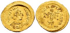 Byzantine Empire Justinian I. Tremissis. 527-565 AD. Constantinople. (Sear-145). (Doc-19). Rev.: Victoria entre A y punto con globo crucífero. Au. 1,48 g. Choice VF. Est...180,00. Spanish Description: