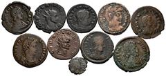 Large Lots Lot of 10 coins from the Roman Empire. Different modules with a variety of mints and backs of emperors such as: Theodosius I, Theodosius II; Claudius II, Gratianus, Honorius, Arcadius, Magn