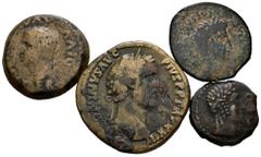 Large Lots Lot of 4 Iberian and Roman Empire coins. Two As from Emerita Augusta, Semis from Obulco and sestertius of Antoninus Pius. Ae. TO EXAMINE. Almost F/Almost VF. Est...80,00. Spanish Descriptio