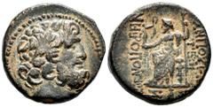 Greek Coins Seleucis and Pieria. Antioch. Tetrachalkon. 54-53 BC. Pompaeian Era. (McAlee-43). (Rpc-I 4216). (Hgc-9, 1366). Anv.: Laureate head of Zeus right. Rev.: ANTIOXEΩN THΣ MHTPOΠOΛEΣ, Zeus Nikep