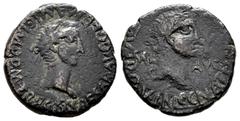 Celtiberian Coins Carthage Nova. Time of Caligula. Half unit. 37-41 AD. Cartagena (Murcia). (Abh-614). (Acip-3156). Anv.: Laureate head of Caligula right. Rev.: Laureate head of Caesonia right, SAL. A