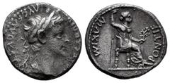 Roman Imperial Tiberius. Denarius. 14-37 AD. Lugdunum. (Ric-I 30). (Bmcre-48). (Rsc-16a). Anv.: TI CAESAR DIVI AVG F AVGVSTVS. Laureate head right . Rev.: PONTIF MAXIM; Livia seated right with sceptre