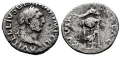 Roman Imperial Vitellius. Denarius. 69 AD. Rome. (Ric-86). (Rsc-114). (Bmcre-17). Anv.: A VITELLIVS GERMAN IMP TR P, laureate head right. Rev.: SACR FAC XV VIR, tripod-lebes surmounted with dolphin ly