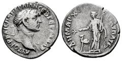 Roman Imperial Trajan. Drachm. RY 16 = 114 AD. Bostra, Arabia. (RPC-III 4073). Anv.: AYTOKP KAIC NЄP TPAIAN CЄB ΓЄΡΜ ΔΑΚ, laureate head right, with slight drapery over left shoulder. Rev.: ΔHMAPX ЄΞ I