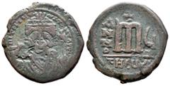 Bizantine Empire Mauricius Tiberius. Follis. 586-587 AD (Year 5). Antioch. (Bc-532). Ae. 11,56 g. Almost VF. Est...20,00. Spanish Description: Mauricio Tiberio. Follis. 586-587 d.C. (Año 5). Antioquía