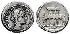 Roman Republican Didius. Titus Didius, Imperator y P.Fonteius Capito. Denarius. 55 BC. Rome. (Rsc-1). (Ffc-678). (Craw-429/2a). (Cal-541). Anv.: P. FONTEIVS CAPITO III VIR. CONCORDIA., diademed and ve