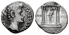 Roman Imperatorial Augustus. Denarius. 19 BC. Colonia Patricia (Córdoba). (Rsc-194). (Ffc-148). (Ric-69a). (Cal-770). Anv.: CAESAR AVGVSTVS bare head of Augustus right. Rev.: MAR - VLT across field di