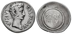 Roman Imperatorial Augustus. Denarius. 19-18 BC. Caesar Augusta (Zaragoza). (Rsc-294). (Ffc-217). (Ric-42a). (Cal-721). Anv.: CAESAR AVGVSTVS bare head of Augustus right. Rev.: S.P.Q.R. / CL. V. inscr