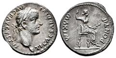 Roman Imperial Tiberius. Denarius. 14-37 AD. Lugdunum. (Spink-1763). (Ric-26). (Rsc-16b). Anv.: TI CAESAR DIVI AVG F AVGVSTVS. Cabeza laureada de Tiberio a derecha. Rev.: PONTIF MAXIM. Livia sentada a