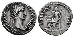 Roman Imperial Nerva. Denarius. 96-98 AD. Rome. (Ric-14). (Bmcre-41). (Rsc-76). Anv.: IMP NERVA CAES AVG P M TR P COS III P P, laureate head right. Rev.: FORTVNA P R, Fortuna Populi Romani enthroned l