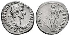Roman Imperial Nerva. Denarius. 98 AD. Rome. (Ric-42). (Rsc-86). Anv.: IMP NERVA CAES AVG GERM P M TR P II, laureate head right. Rev.: IMP II COS IIII P P, Fortuna standing left, holding rudder and co