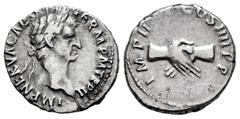 Roman Imperial Nerva. Denarius. 96-98 AD. Rome. (Ric-II 48). (Rsc-96). Anv.: IMP NERVA CAES AVG GERM P M TRP II. Laureate head to right . Rev.: IMP II - COS IIII PP. Clasped hands. Ag. 3,33 g. Scarce.