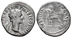 Roman Imperial Nerva. Denarius. 97 AD. Rome. (Ric-18). (Rsc-101). Anv.: IMP NERVA CAES AVG P M TR P COS III P P. Cabeza laureada a derecha. Rev.: IVSTITIA AVGVST. Justicia sedente a derecha, portando 