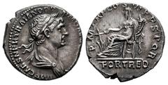 Roman Imperial Trajan. Denarius. 114-117 AD. Rome. (Ric-II 317 var). (Rsc-154). (Bmcre-602). Anv.: IMP CAES NER TRAIAN OP(TIM AVG GER DAC PARTHICO), laureate and draped bust to right. Rev.: P M TR P C