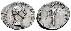 Roman Imperial Trajan. Denarius. 112-117 AD. Rome. (Ric-331). (Rsc-190). Anv.: IMP CAES NER TRAIAN OPTIM AVG GERM DAC, Laureate and draped bust right. Rev.: PARTHICO P M TR P COS VI P P SPQR, Mars, nu