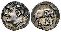 Greek Coins Carthage. Second Punic War. 1/2 shekel. 220-205 BC. Carthage or Sicilian mint. Struck during the expedition to Sicily. (Sng Cop-383). (Walker-29). (CNP-447). Anv.: Head of Melkart left, we