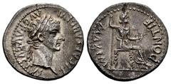 Roman Imperial Tiberius. Denarius. 14-37 AD. Lugdunum. (Ric-30). (Bmcre-48). (Rsc-16a). Anv.: TI CAESAR DIVI AVG F AVGVSTVS, laureate head right. Rev.: PONTIF MAXIM, female figure (Livia?) seated righ