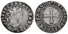 Philip II (1556-1598) Philip II (1556-1598). 1 real. Cagliari. C·I. (Tauler-698). (Cru C.G-4297, plate coin). (Vti-390). Ag. 2,61 g. Very rare. Choice F/Almost VF. Est...250,00. Spanish Description: F
