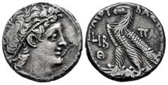 Greek Coins Ptolemaic Kings of Egypt. Cleopatra III and Ptolemy X Alexander I. Tetradrachm. RY 12 de Cleopatra y 9 Ptolomeo = 106/5 BC. Alexandria. (Svoronos-1728). (Sng Cop-359). Anv.: Diademed head 