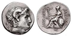 Greek Coins Kingdom of Thrace. Lysimachos. Tetradrachm. 305-281 BC. Uncertain mint. (SNG Berry-407). (Müller-316). Ag. 16,99 g. Controls: monogram in inner left, ΘE. Slightly cleaned. Choice VF. Est..