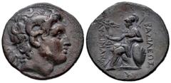Greek Coins Kingdom of Thrace. Lysimachos. Tetradrachm. 297-281 BC. Lampsakos. (Thompson-49). (Müller-399 var.). (Hgc-3.2, 1750b). Anv.: Diademed head of the deified Alexander to right, with horn of A