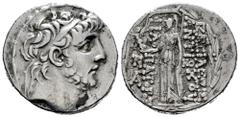 Greek Coins Seleukid Kingdom. Antiochos IX Eusebes Philopator Kyzikenos. Tetradrachm. 113-112 BC. Antioch. (SC-2363a). Anv.: Diademed head right. Rev.: BAΣIΛEΩΣ ANTIOXOY ΦIΛOΠATOPOΣ, Athena standing l