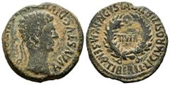 Celtiberian Coins Bilbilis. Augustus period. Unit. 27 BC - 14 AD. Calatayud (Zaragoza). (Abh-278). (Acip-3020). Anv.: AVGVSTVS. DIV. (F. PATER. PATRIAE). around laureate head of Augustus right. Rev.: 