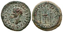 Celtiberian Coins Caesaraugusta. Time of Tiberius. Half unit. 14-36 AD. Zaragoza. (Abh-376). (Acip-3080). Anv.: TI. CAESAR. DIVI. AVG. F. AVGVSTVS. Laureate head of Tiberius left. Rev.: Legionary eagl