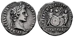 Roma Imperatorial Augustus. Denarius. 7-6 BC. Lugdunum. (Ffc-22). (Ric-207). (Cal-852). Anv.: CAESAR AVGVSTVS DIVI. F. PATER. PATRIE, his laureate head right. Rev.: C.L. CAESARES AVGVSTI. F. COS. DESI