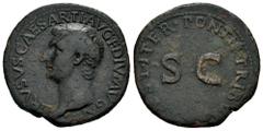 Roman Imperial Drusus. Unit. 21-22 AD. Rome. (Ric-I 45 Tiberius). (Bmcre-99). Anv.: DRVSVS CAESAR TI AVG F DIVI AVG N, bare head to left. Rev.: PONTIF TRIB(VN POTE)ST ITER, around large S•C . Ae. 10,2