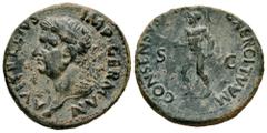 Roman Imperial Vitellius. Unit. 69 AD. Tarraco. (Ric-40). (Bmcre-99/102). Anv.: A VITELLIVS IMP GERMAN, laureate head left. Rev.: CONSENSVS EXERCITVVM, Mars, helmeted, naked except for cloak floating 