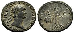 Roman Imperial Trajan. Unit. 101-102 AD. Rome. (Ric-II 434 corr.). (Woytek-113a). (Bmcre-751). Anv.: IMP CAES NERVA TRAIAN AVG GERM P M, laureate head to right. Rev.: TR POT COS IIII P P, Victory walk