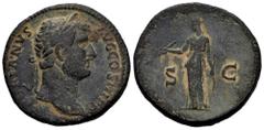 Roman Imperial Hadrian. Sestertius. 136 AD. Rome. (Spink-3645). (Ric-777). Rev.: SC. Diana with bow and arrow. Ae. 25,73 g. Almost VF. Est...80,00. Spanish Description: Adriano. Sestercio. 136 d.C. Ro