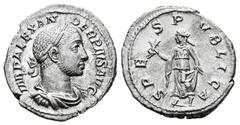 Roman Imperial Severus Alexander. Denarius. 231-235 AD. Rome. (Ric-IV 254). (Bmcre-897). (Rsc-546). Anv.: IMP ALEXANDER PIVS AVG, laureate, draped and cuirassed bust to right. Rev.: SPES PVBLICA, Spes